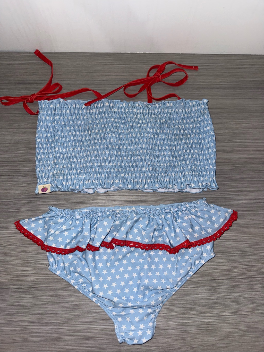 Cheeky Plum Blue Star Smocked Bikini With Red Trim — image 5 of 5